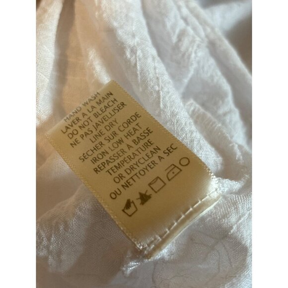 Max Studio Short Sleeve Blouse White Eyelet Lace Tie Front Cotton Blend LRG? - Picture 8 of 8